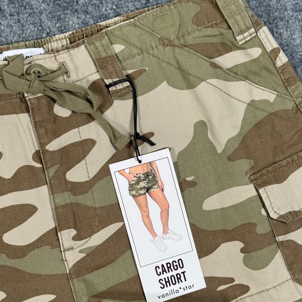 Vanilla Star Camo Chic Cargo Shorts Casual Drawstring Pockets L Hiking Outdoor
